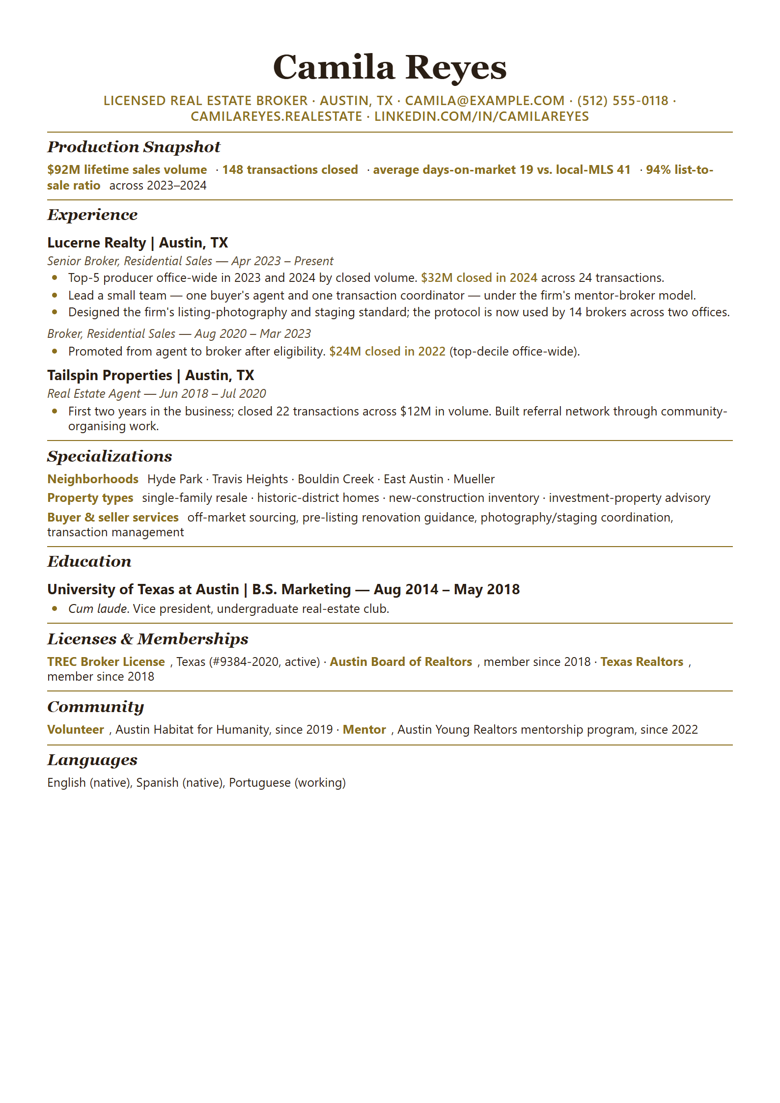 Plaza resume template
