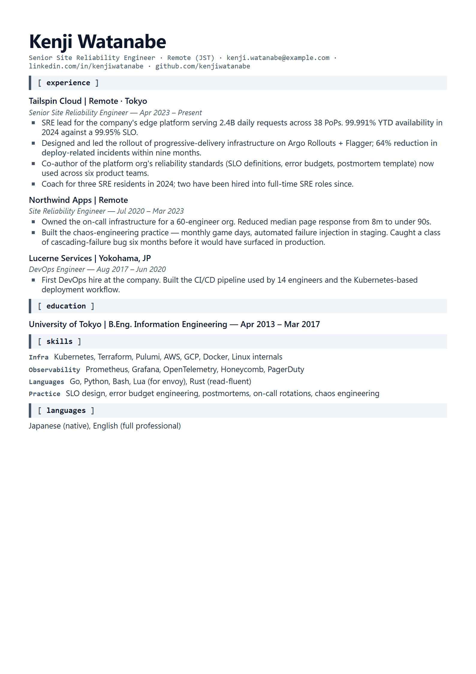 Cascade resume template