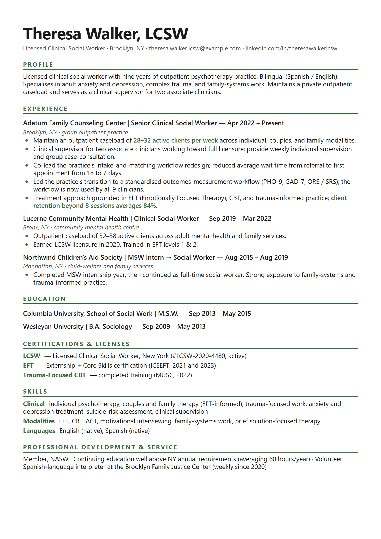 Cohort resume template