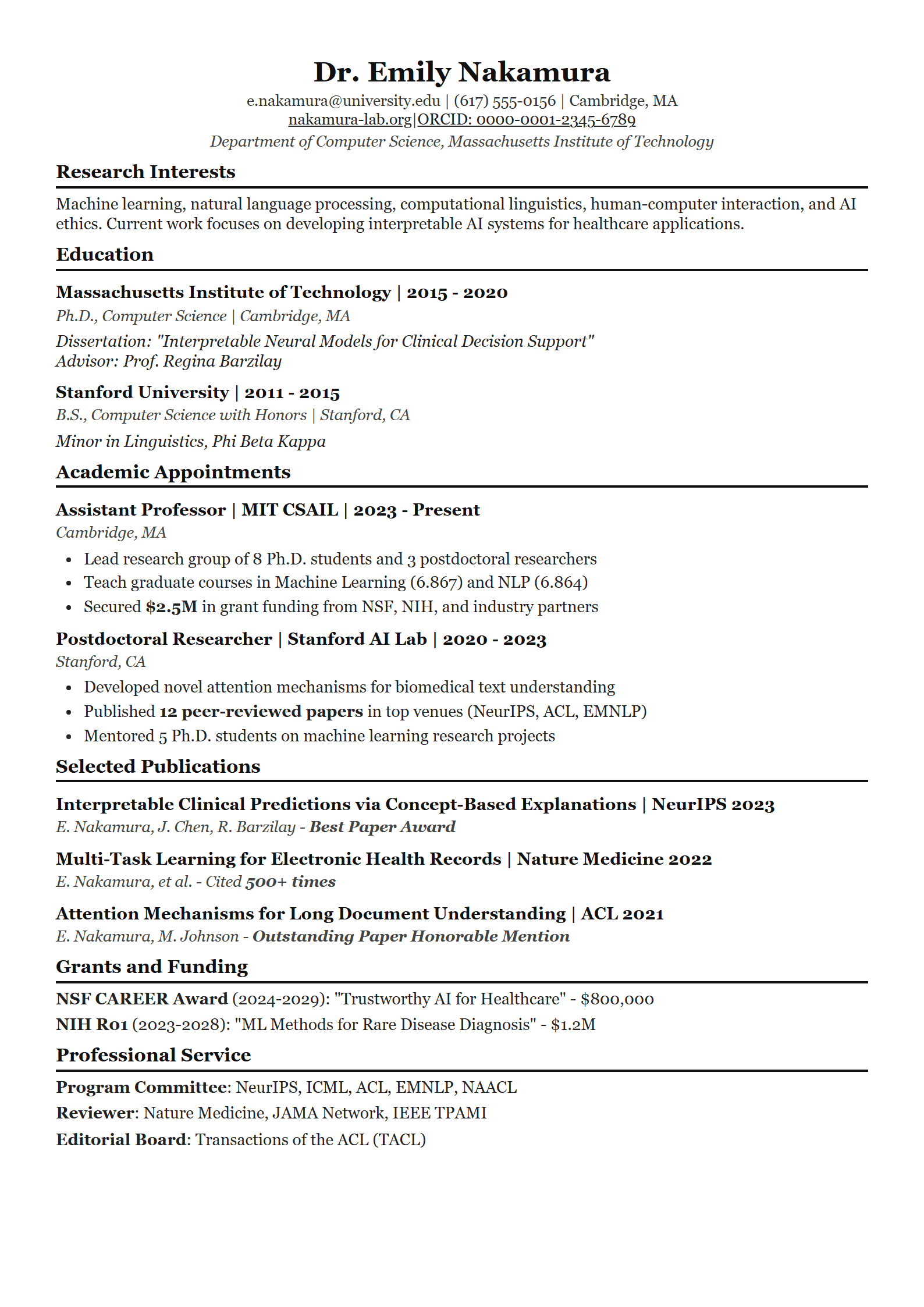 Academic Scholar resume template
