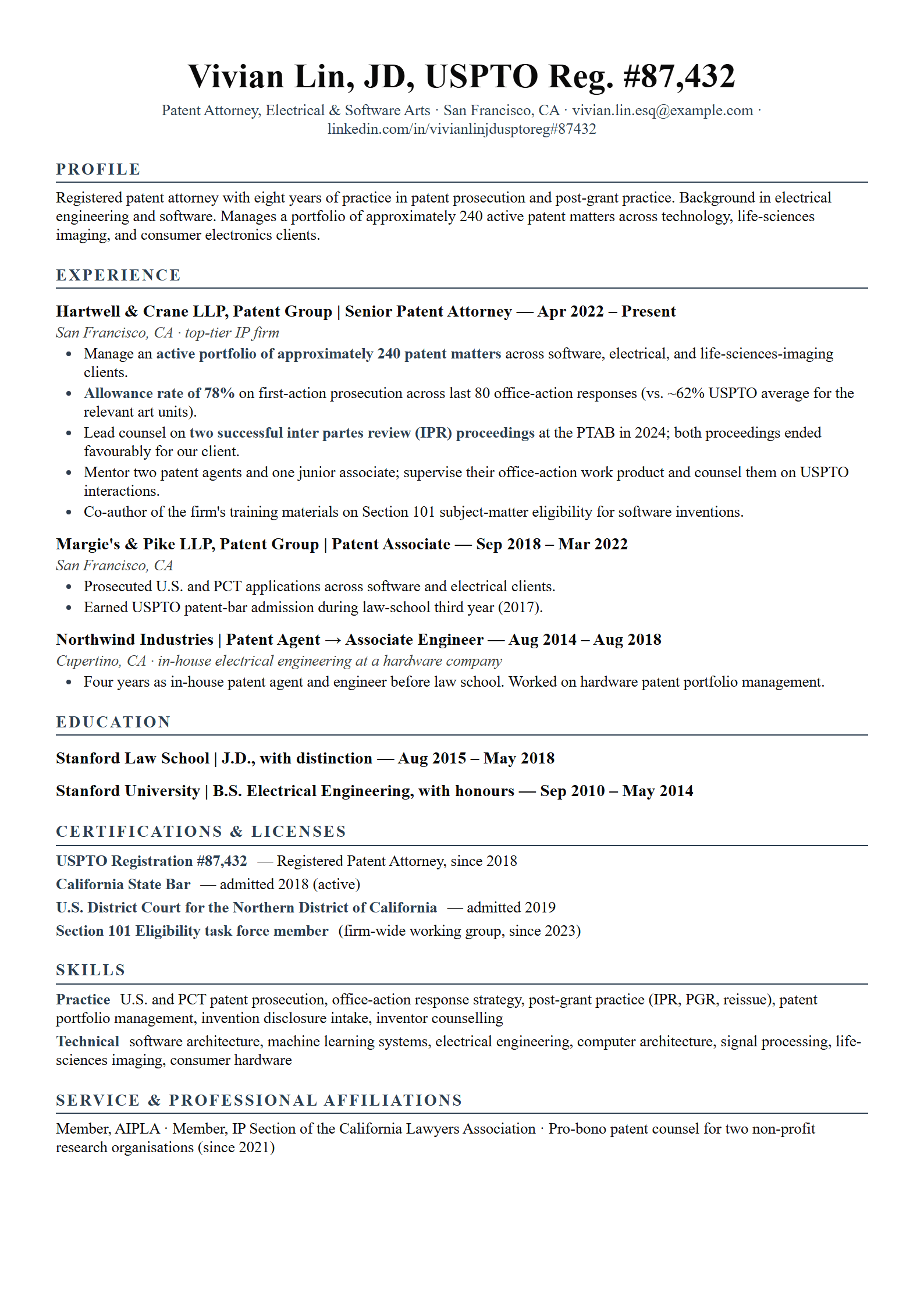 Patent resume template