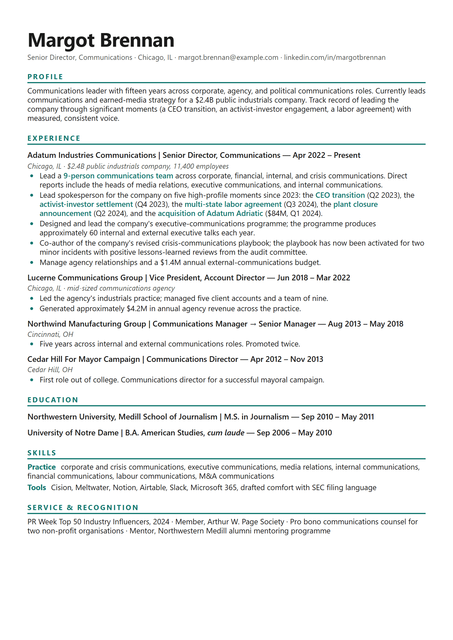 Newsroom resume template