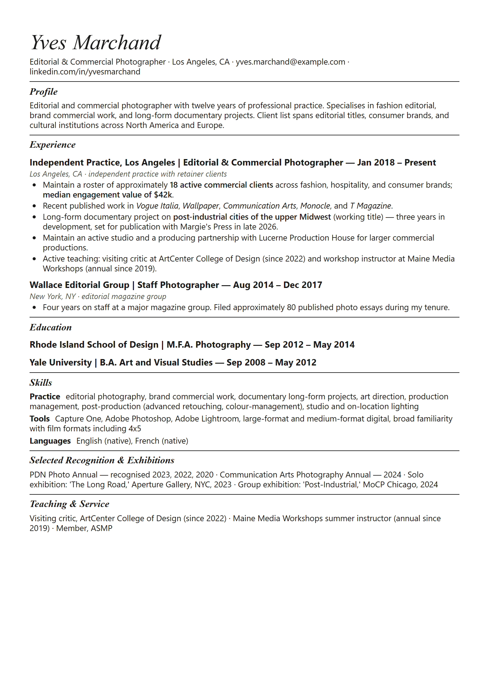 Aperture resume template