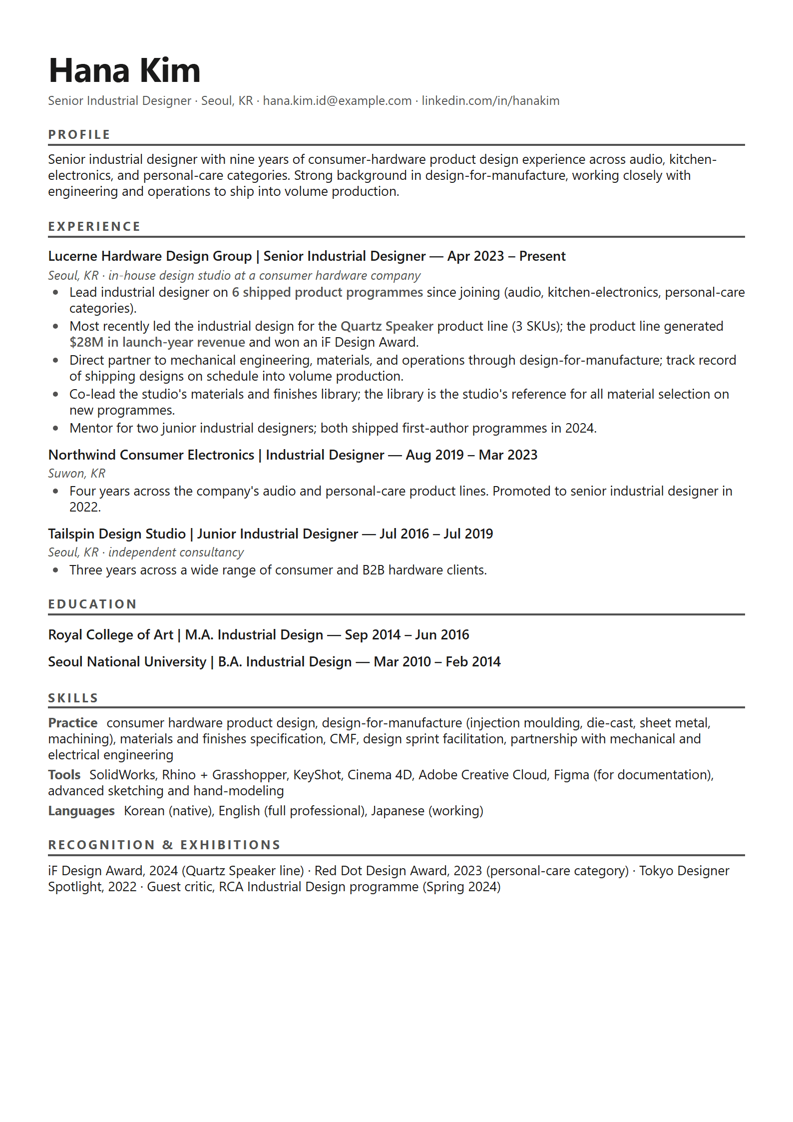 Industrial resume template
