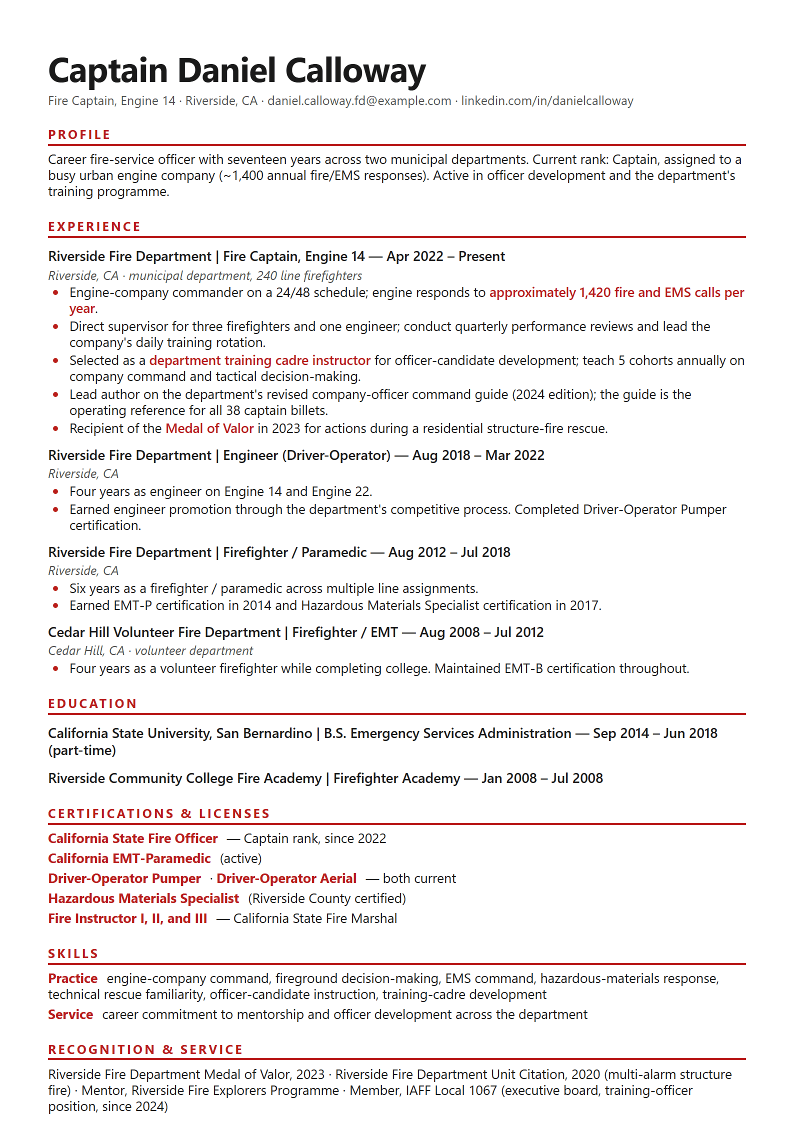 Engine resume template
